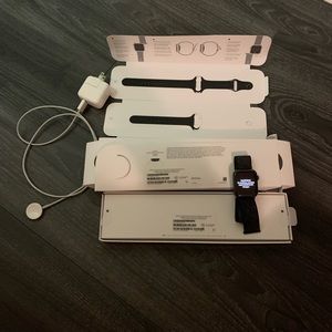 GUC Apple Watch Series 6 44mm Graphite Stainless Steel Case w/ new Velcro Band